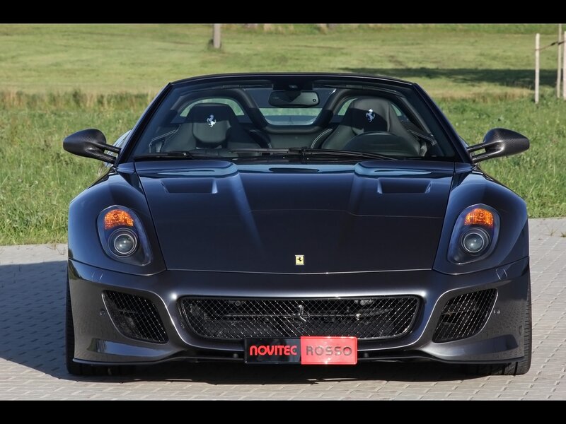 Front view of a black Ferrari