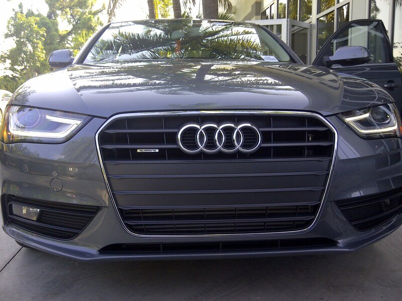 Front view of a gray Audi car