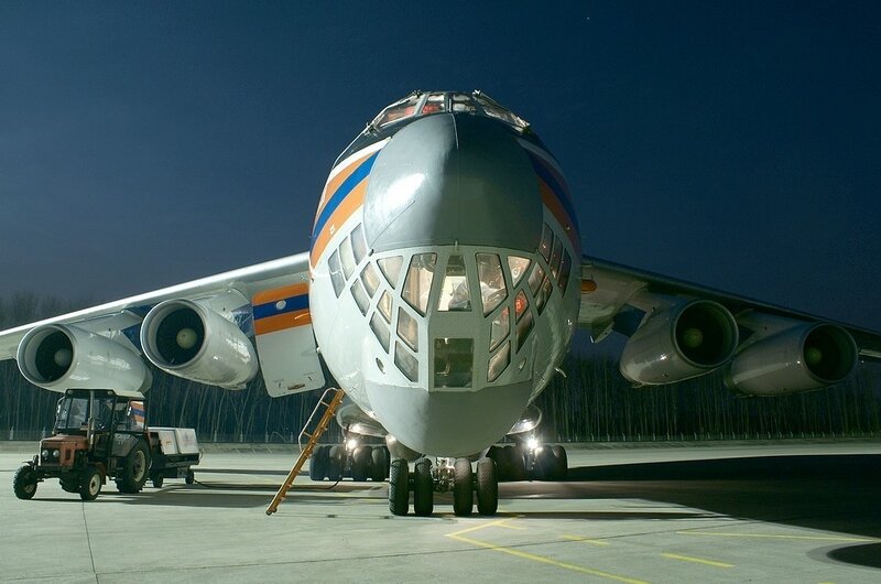 Front view of a large cargo plane