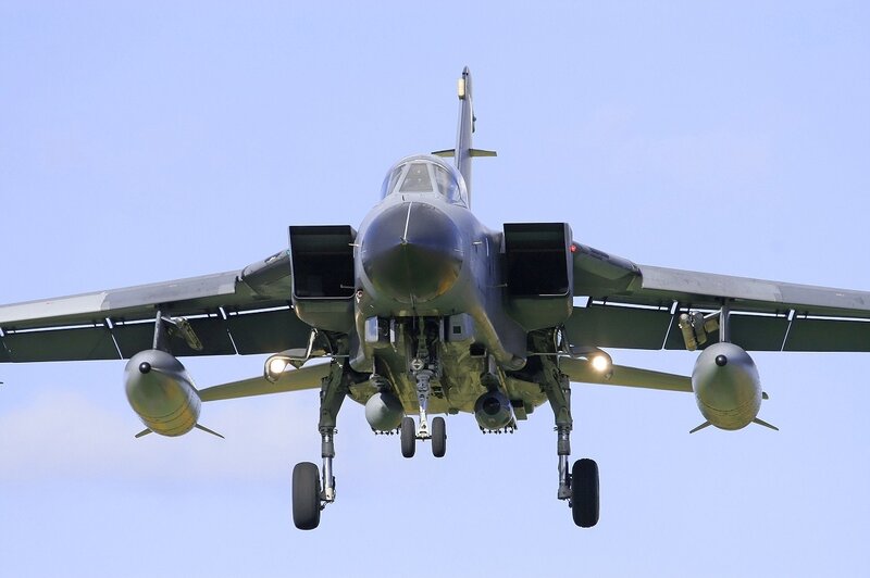 front view of a military jet