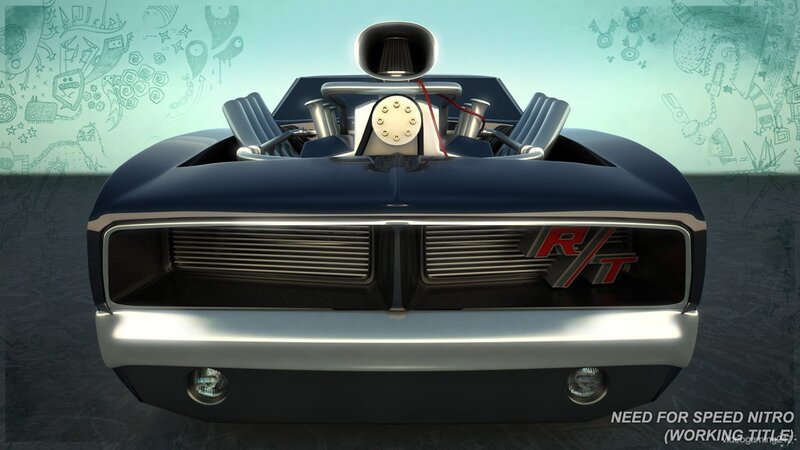 front view of a muscle car