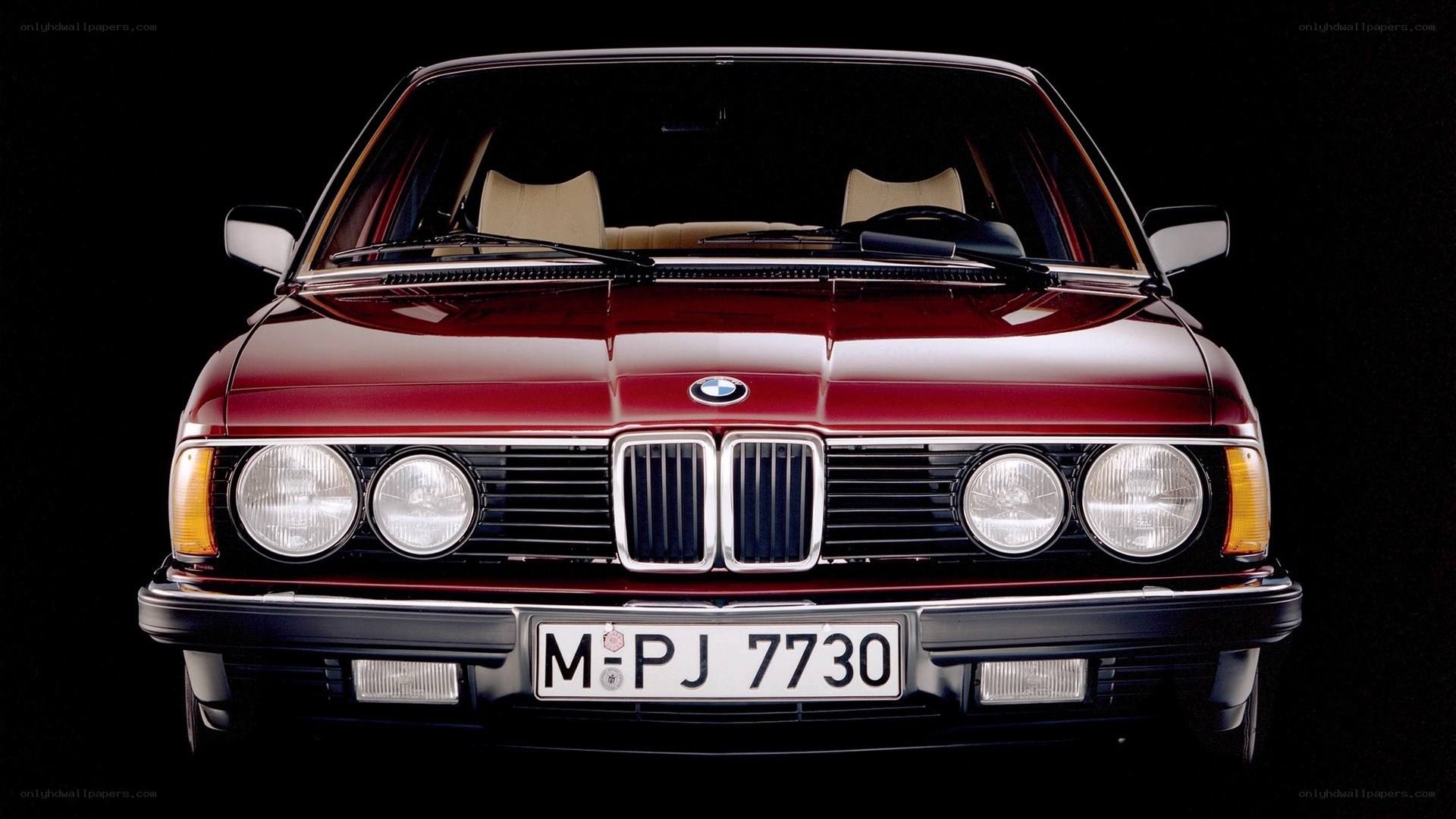 Front view of a red BMW