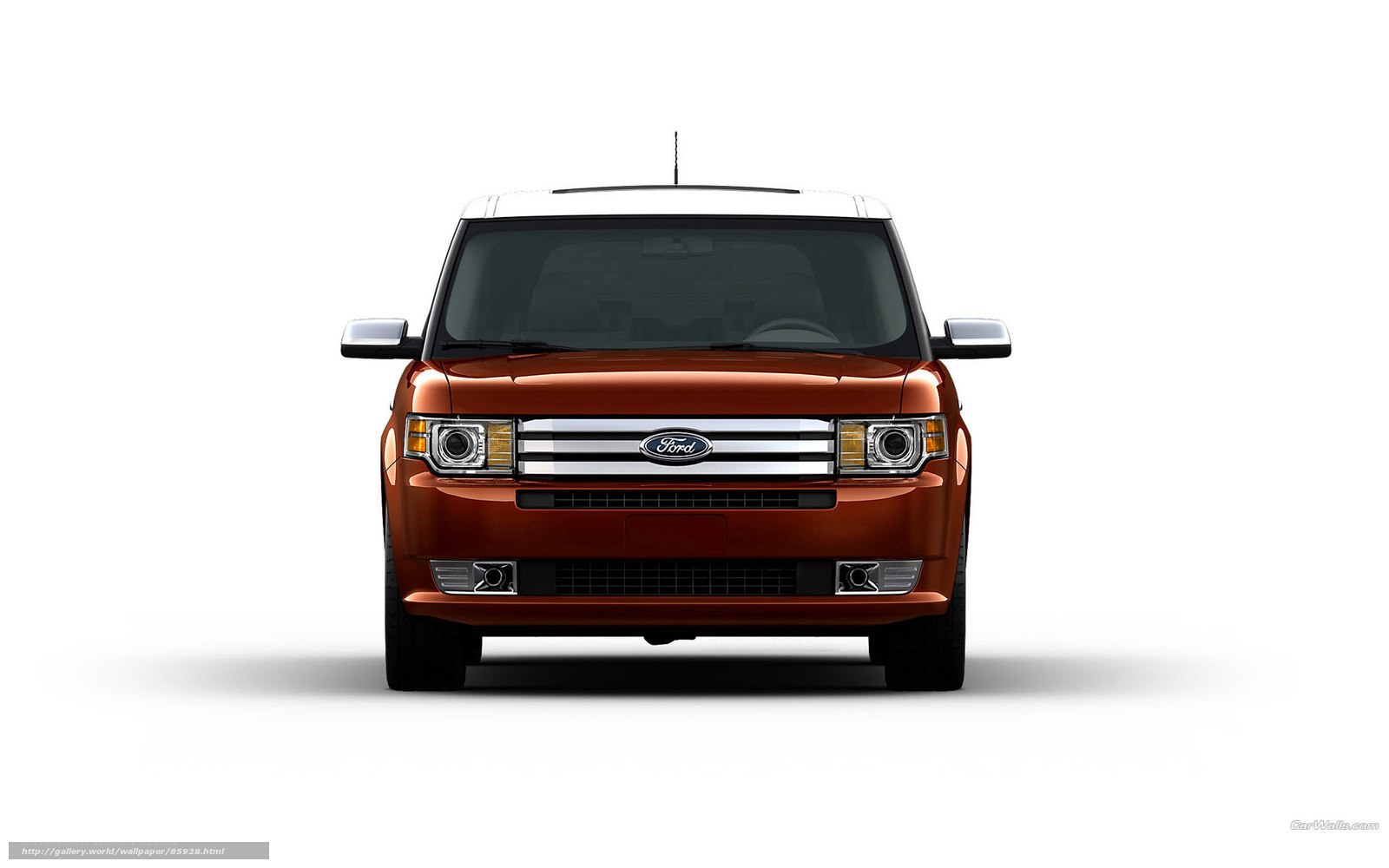 front view of a red ford flex