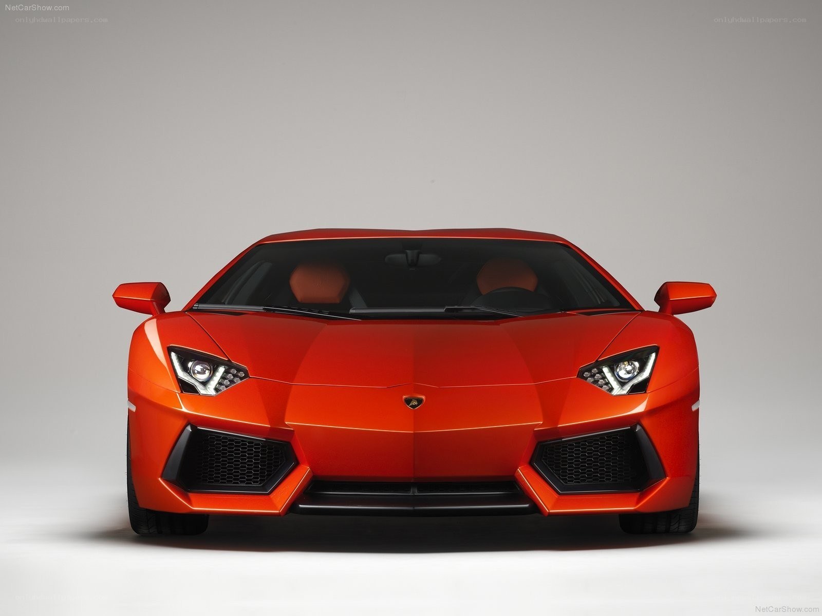 Front view of a red Lamborghini