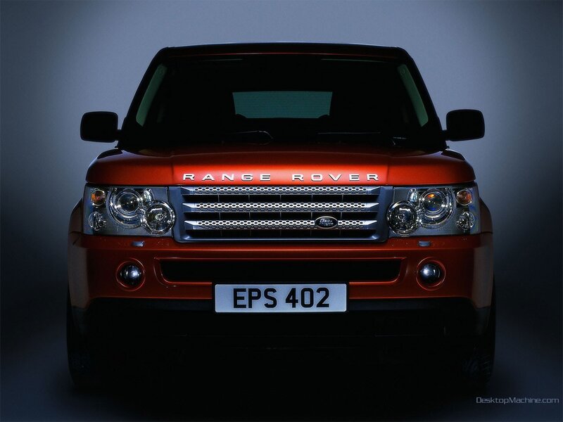 Front view of a red Range Rover