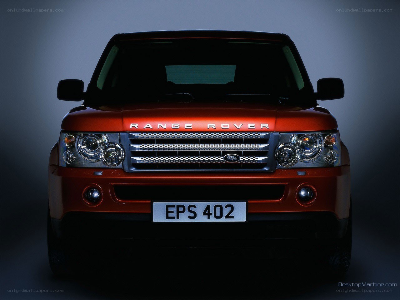 Front view of a red Range Rover