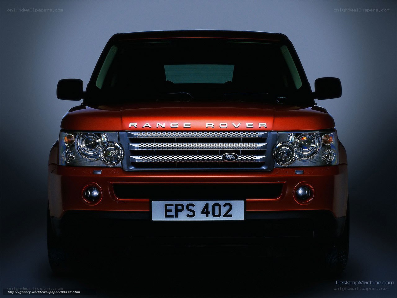 Front view of a red Range Rover