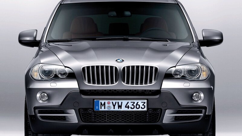 front view of a silver BMW X5