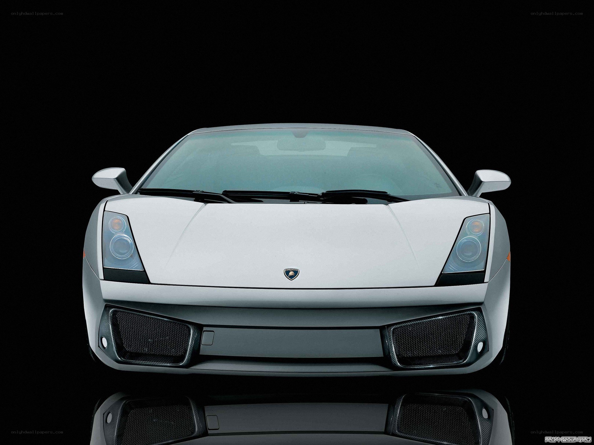 front view of a silver lamborghini