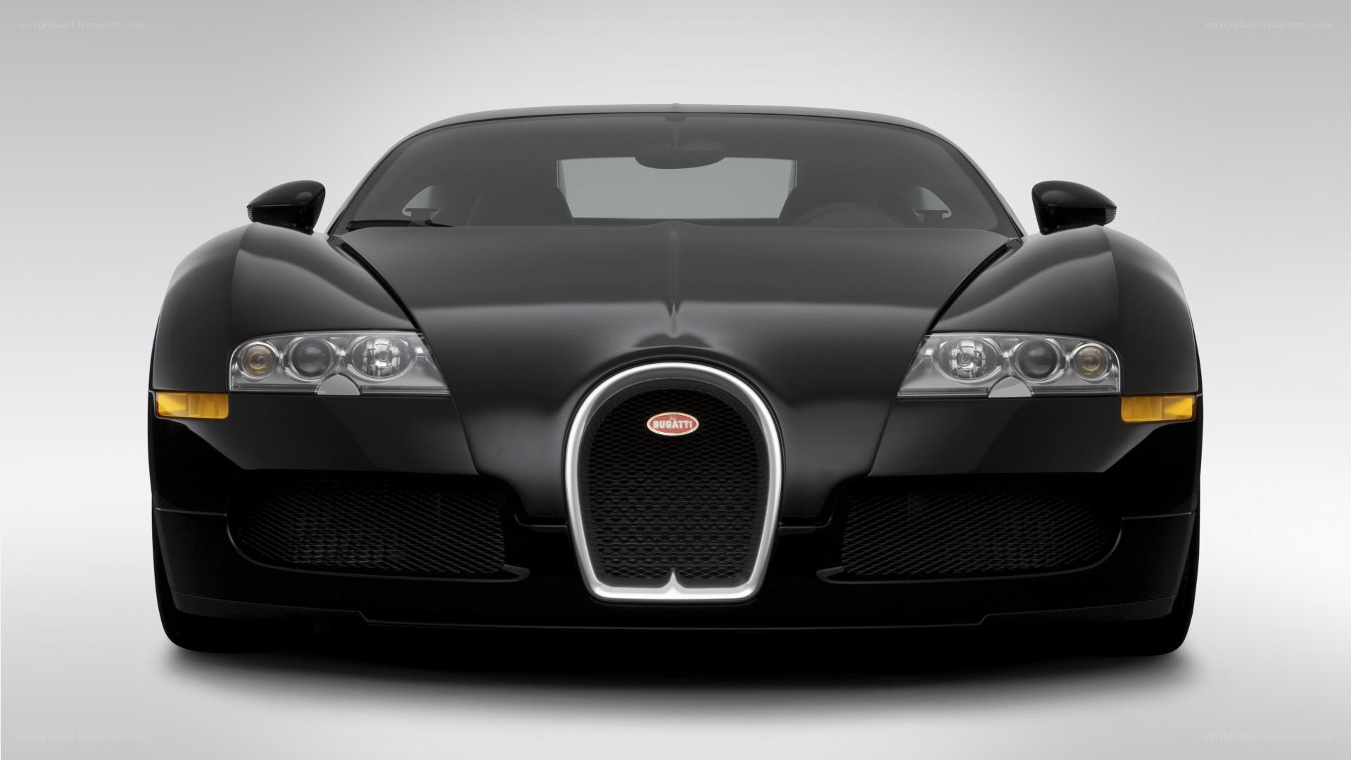 front view of black bugatti