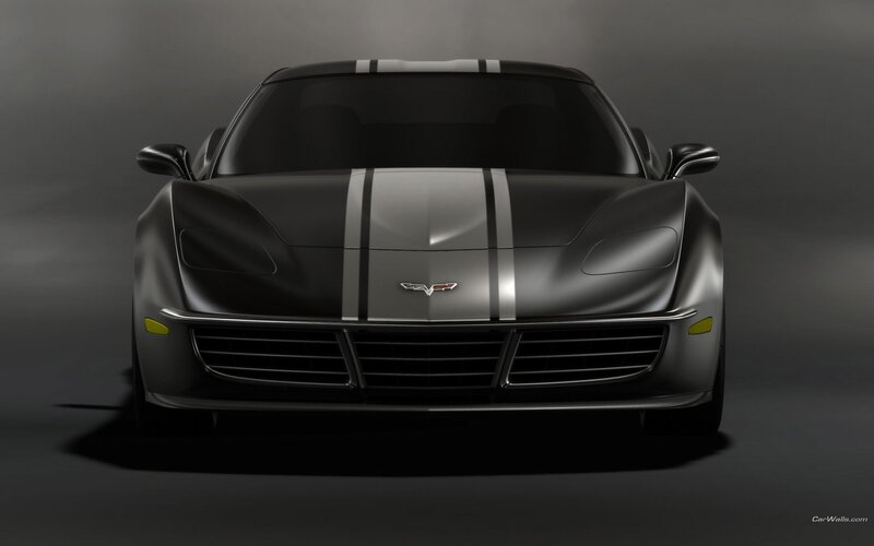 front view of black corvette