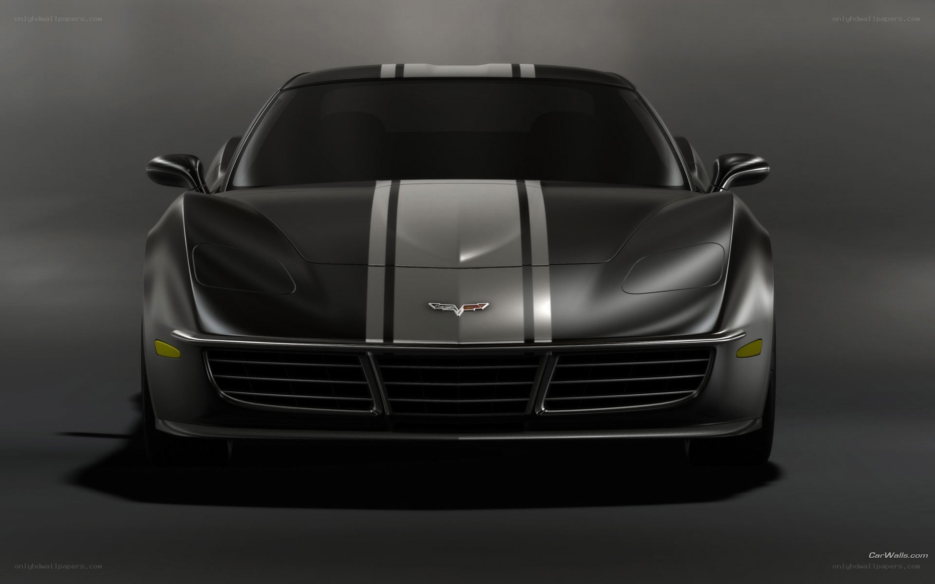 front view of black corvette
