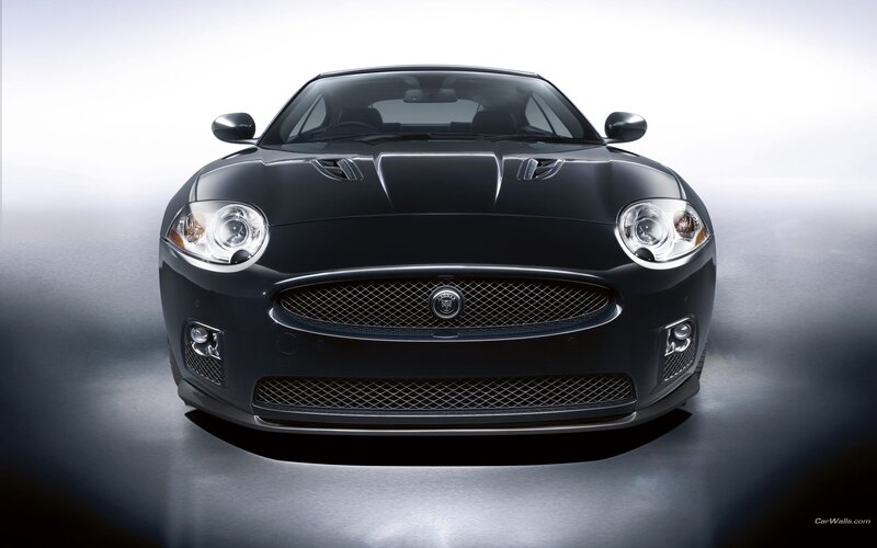 front view of black jaguar car
