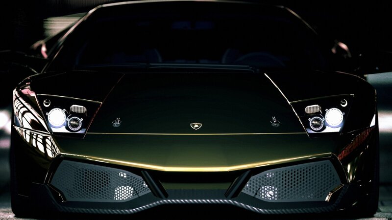 front view of black lamborghini
