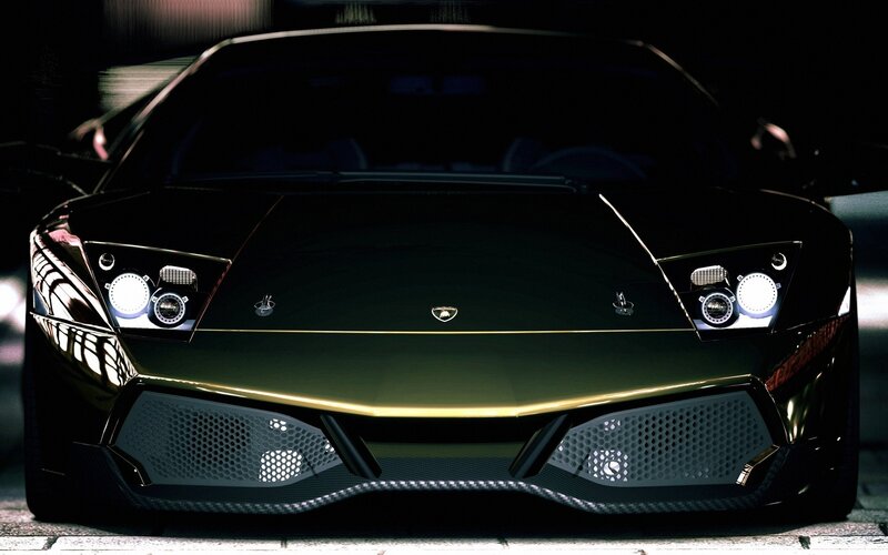 front view of black lamborghini