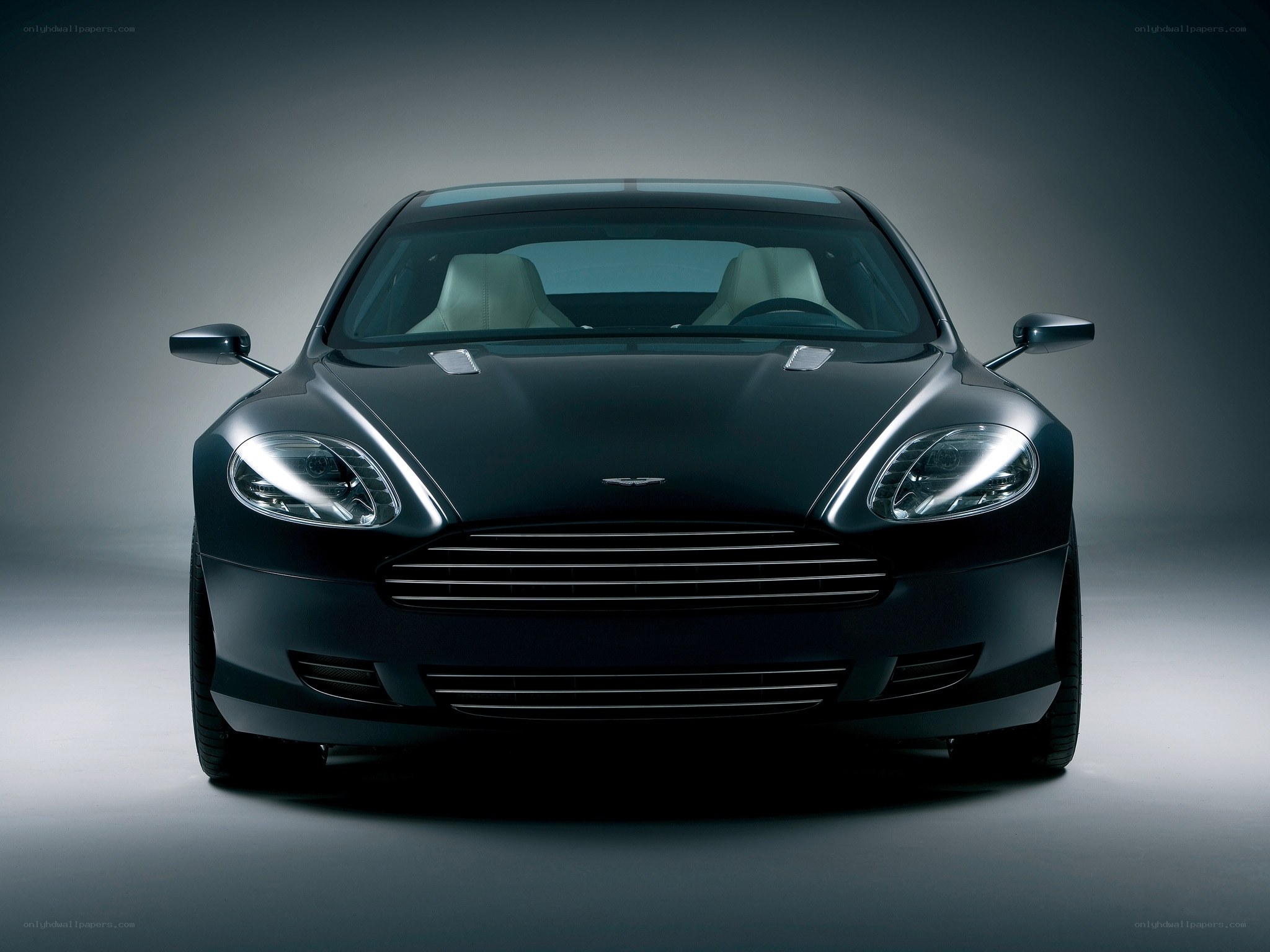 front view of black sports car