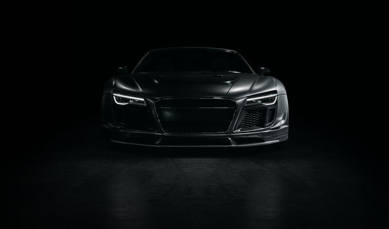 front view of black sports car