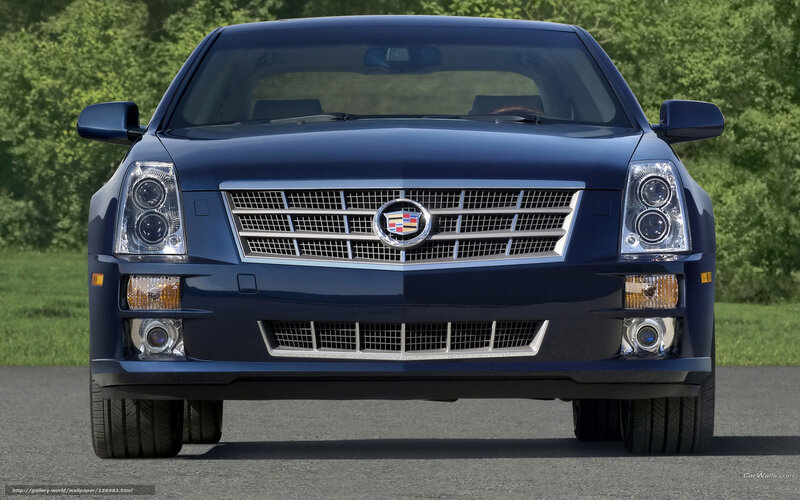 front view of blue cadillac