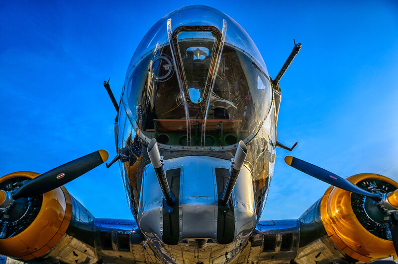 Front View of Bomber Aircraft — Blue