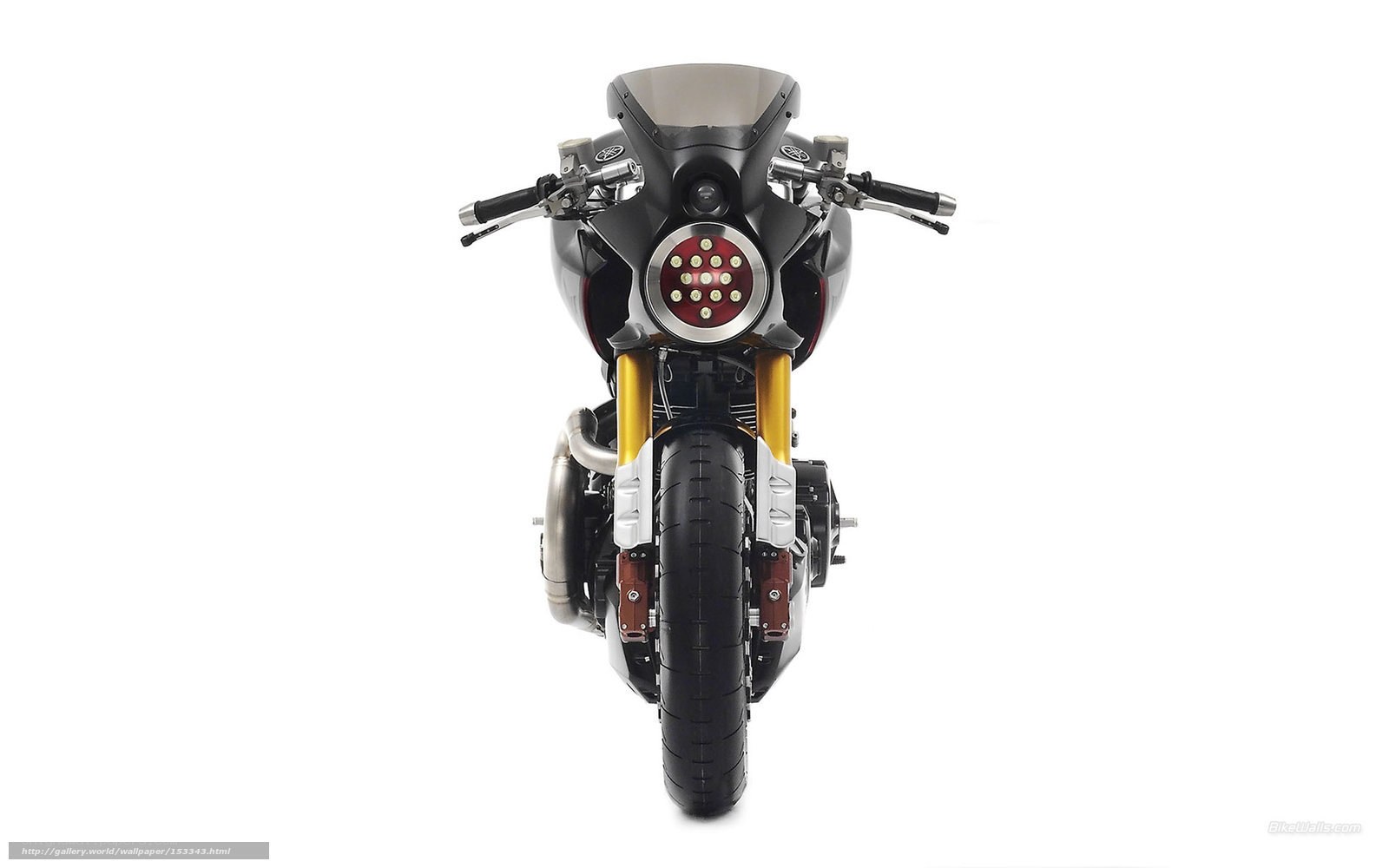 front view of custom motorcycle