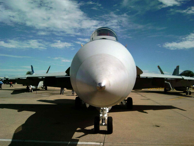 Front view of fighter jet