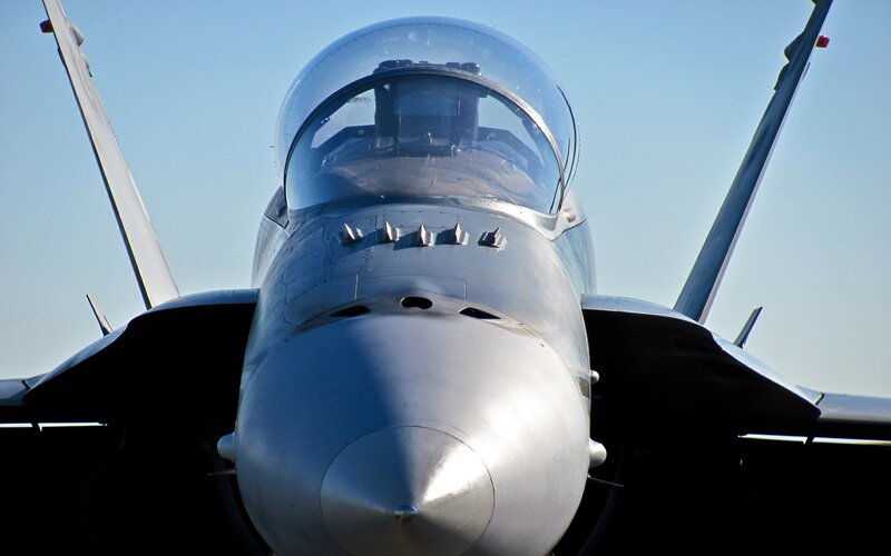 Front view of fighter jet
