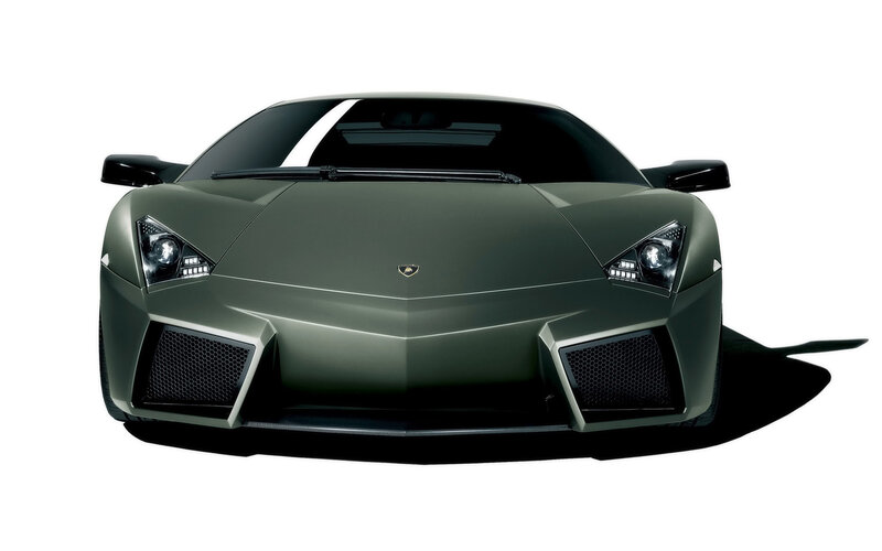 front view of green lamborghini