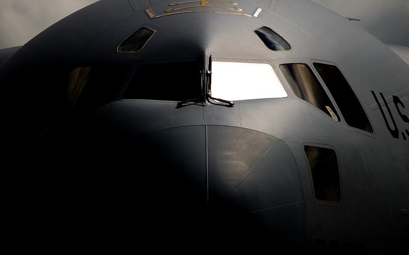 front view of military aircraft