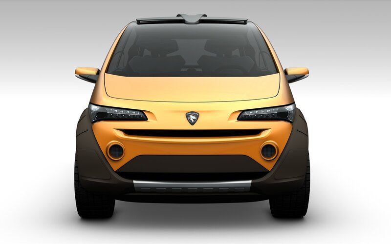 front view of orange concept car