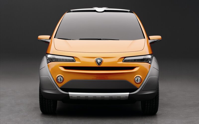 front view of orange concept car