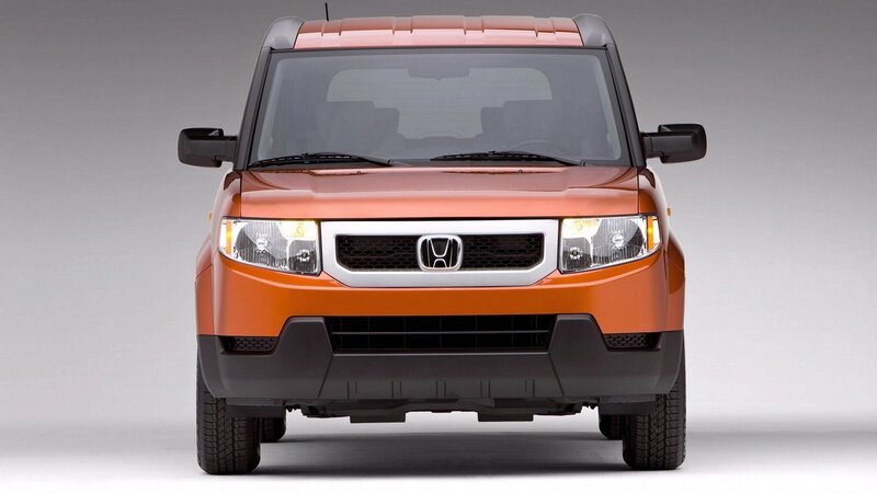 front view of orange honda element