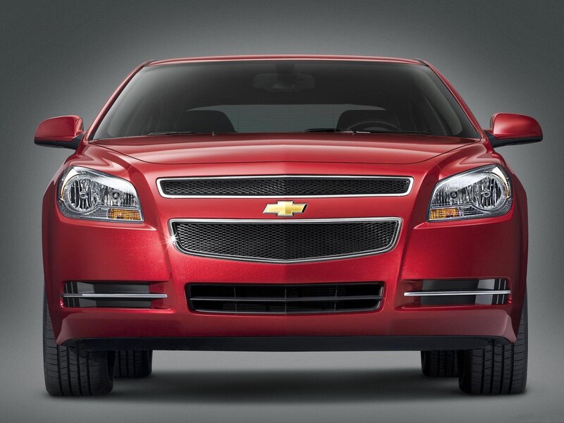 front view of red chevrolet malibu