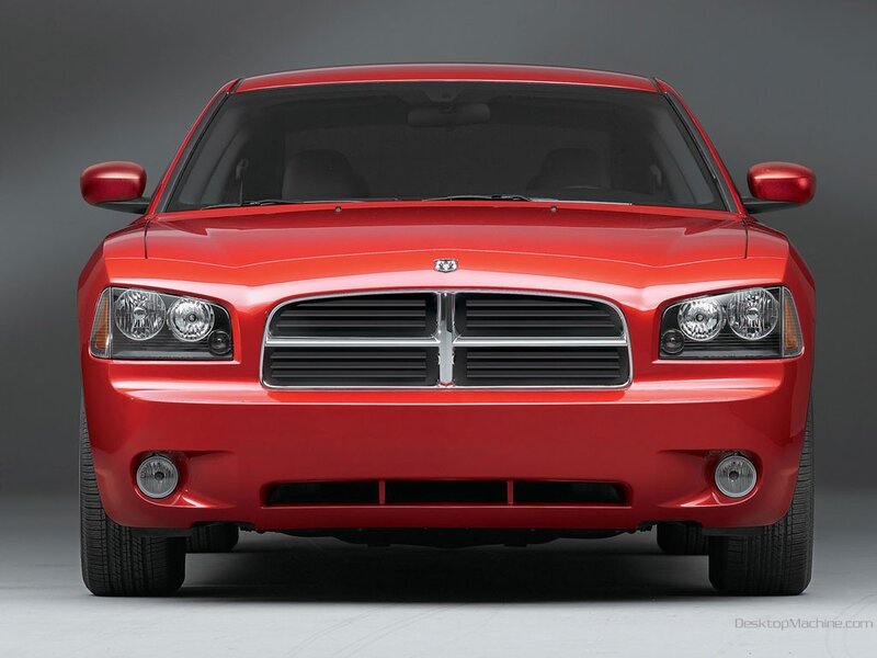front view of red dodge charger