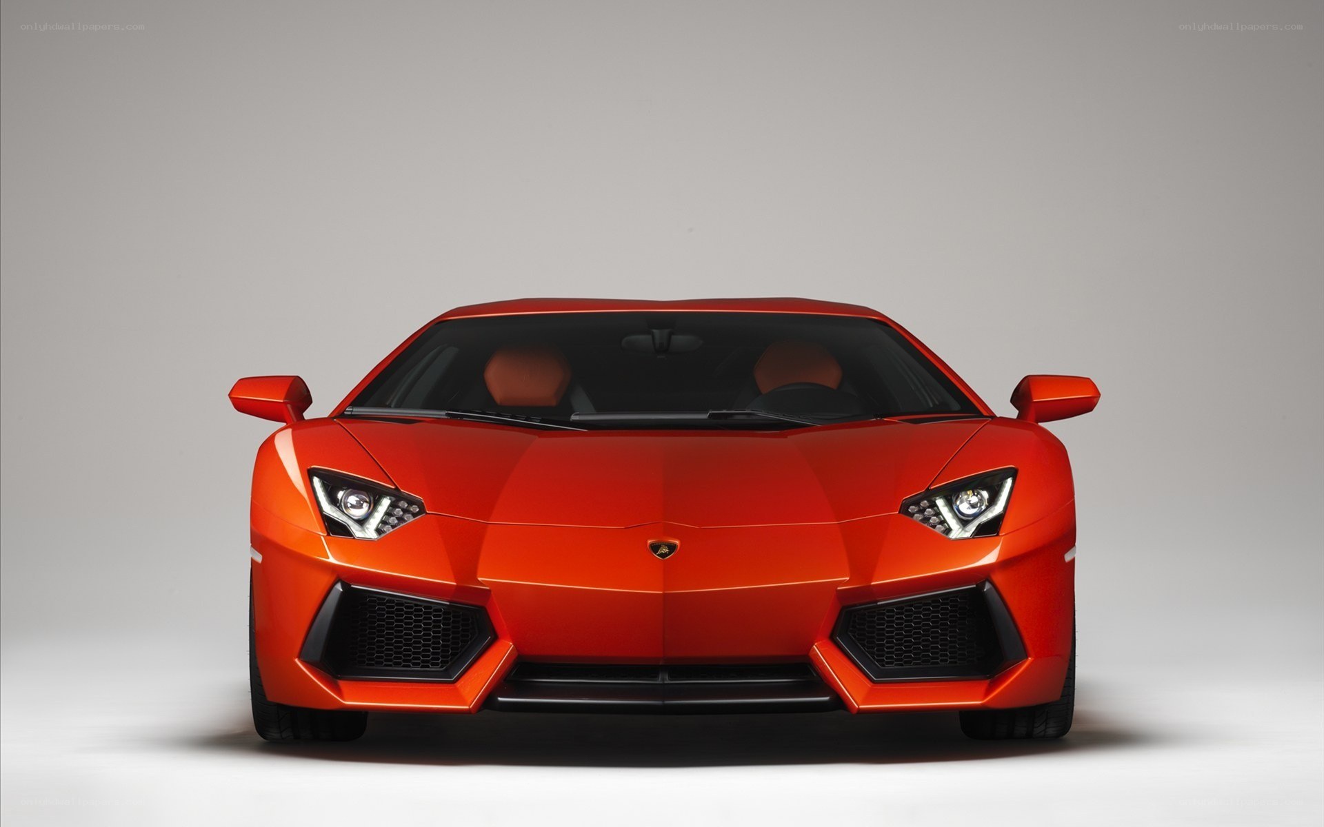 Front view of red Lamborghini