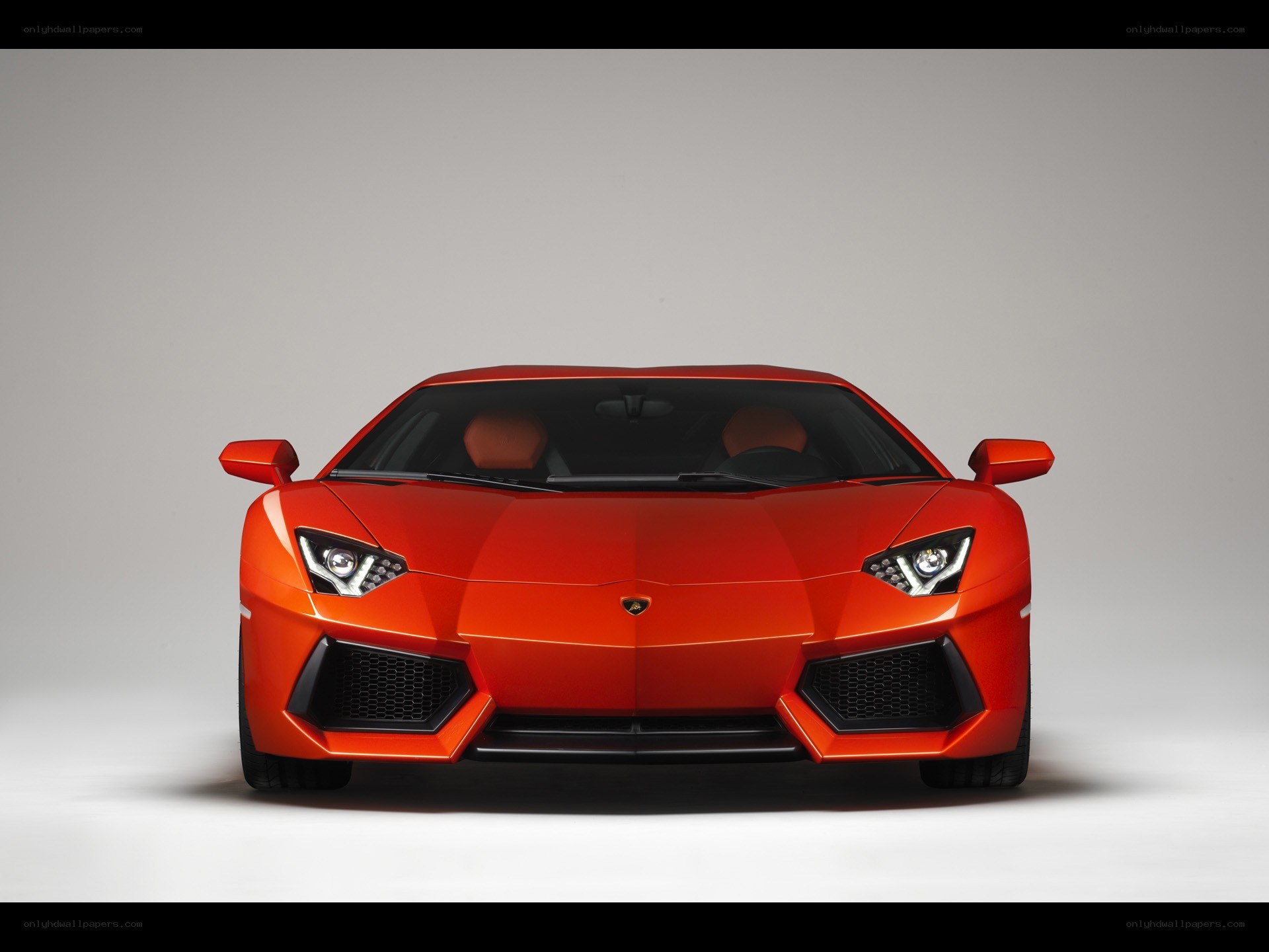 Front view of red Lamborghini