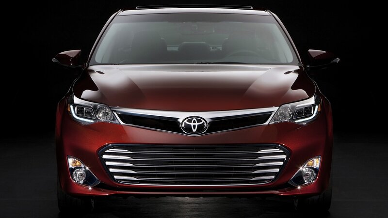front view of red toyota avalon