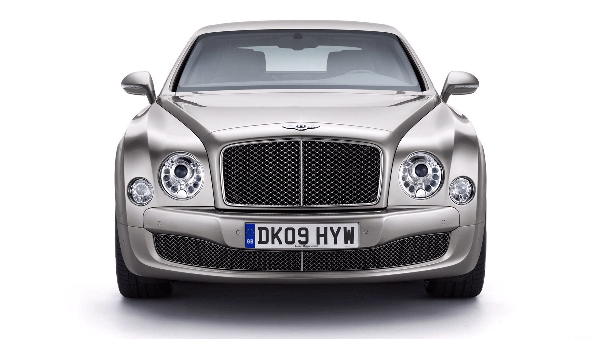 front view of silver bentley