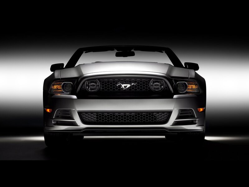 front view of silver mustang