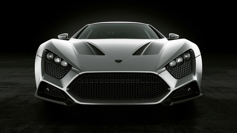 front view of silver sports car