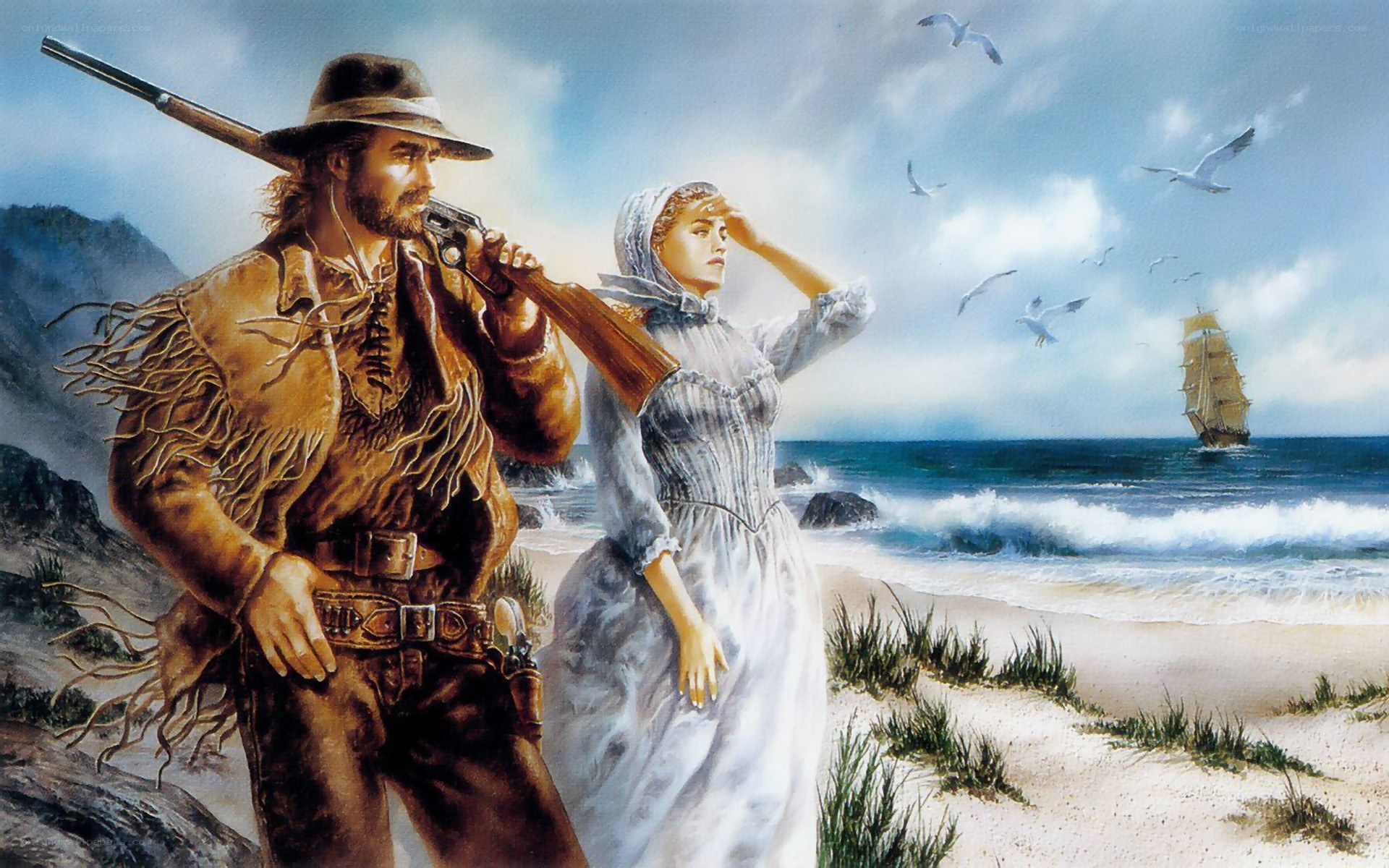 Frontiersman and settler on coast
