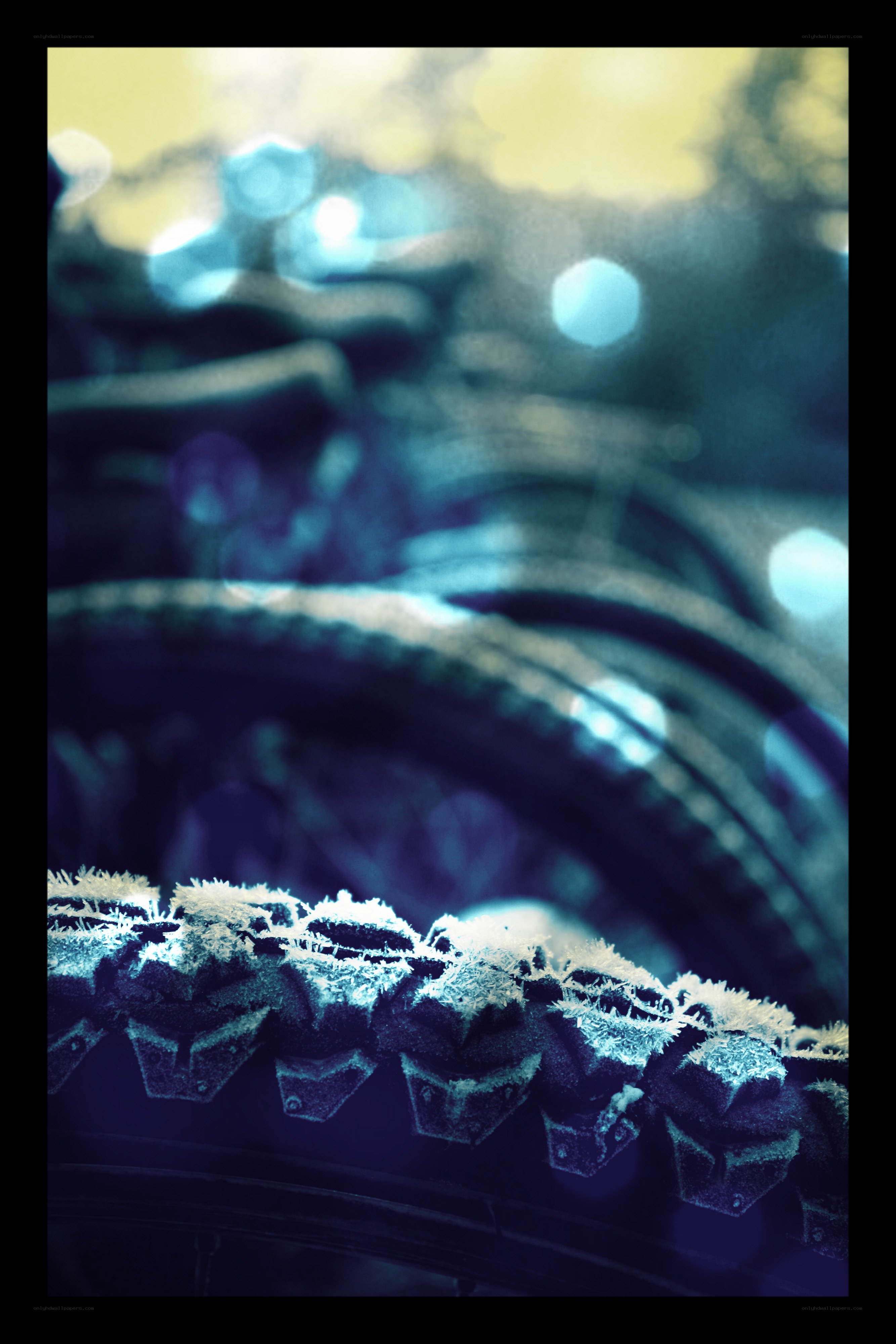 frost-covered bicycle tire