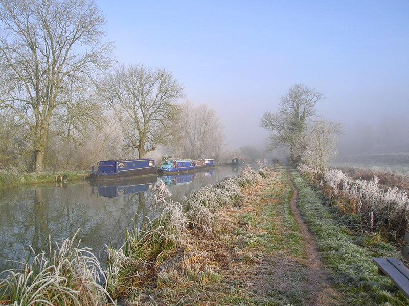 Frost-covered Canal Path
