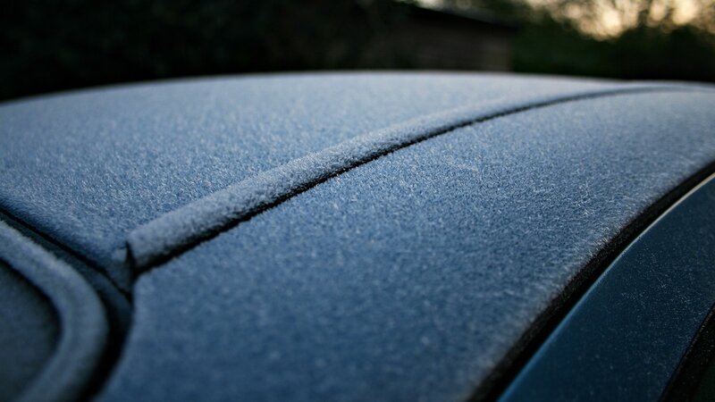 frost-covered car roof
