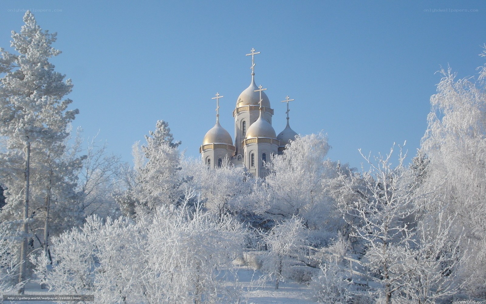 Frost-covered church in winter