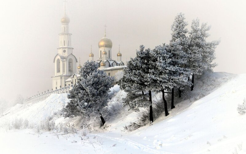 Frost-covered Church — White, Serene