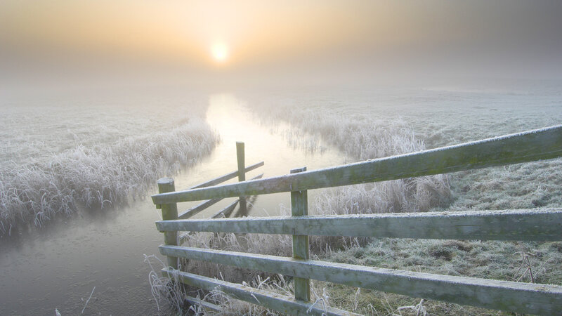 Frost-covered Field at Sunrise — White