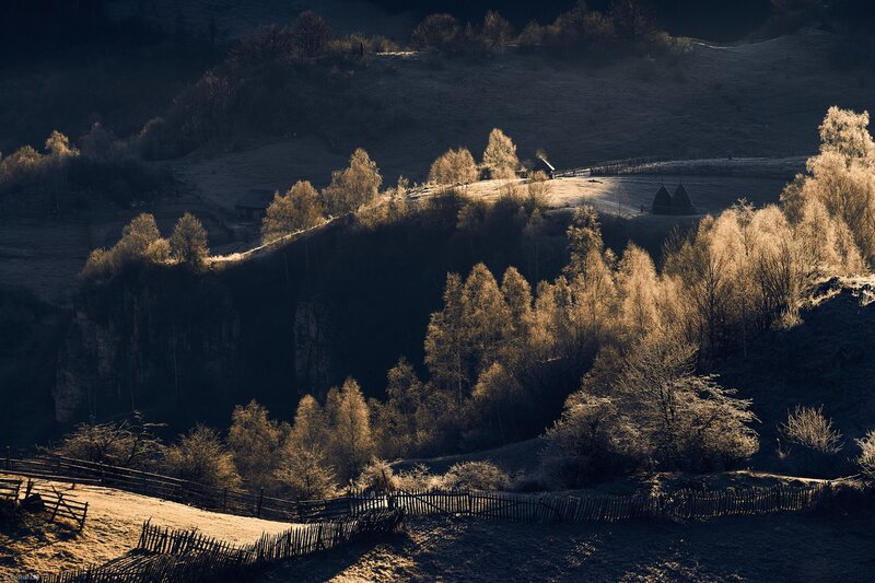 Frost-covered Hills at Sunrise — Brown