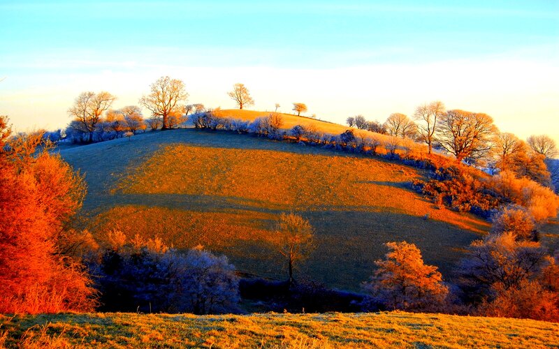 Frost-covered Hills at Sunrise