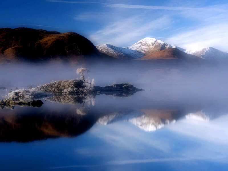 Frost-covered Island in Lake