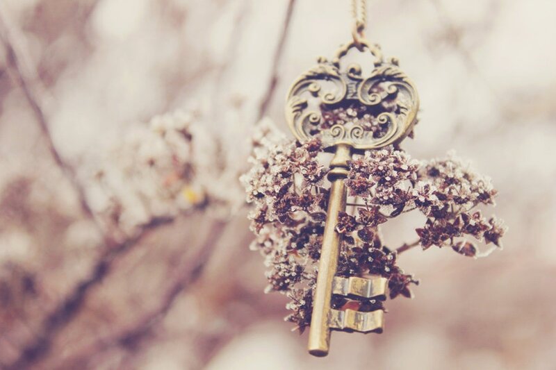 frost-covered key pendant